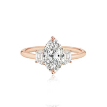 Load image into Gallery viewer, Diamond Trapezoid Side Stones Gold Band Engagement Ring