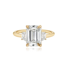 Load image into Gallery viewer, Diamond Trapezoid Side Stones Gold Band Engagement Ring