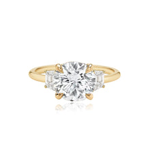 Load image into Gallery viewer, Diamond Trapezoid Side Stones Gold Band Engagement Ring