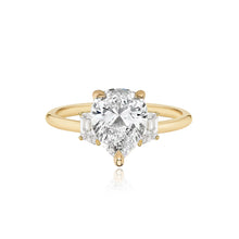 Load image into Gallery viewer, Diamond Trapezoid Side Stones Gold Band Engagement Ring