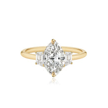 Load image into Gallery viewer, Diamond Trapezoid Side Stones Gold Band Engagement Ring
