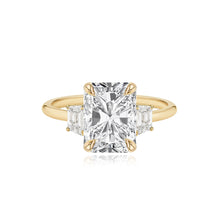 Load image into Gallery viewer, Diamond Trapezoid Side Stones Gold Band Engagement Ring