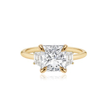 Load image into Gallery viewer, Diamond Trapezoid Side Stones Gold Band Engagement Ring