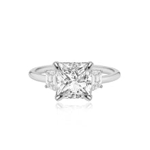 Load image into Gallery viewer, Diamond Trapezoid Side Stones Gold Band Engagement Ring