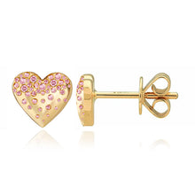 Load image into Gallery viewer, Dripping Scattered Pink Gemstone Heart Studs
