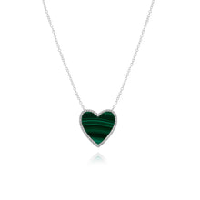 Load image into Gallery viewer, Large Pave Outline Turquoise Heart Necklace