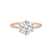 Load image into Gallery viewer, Six Prong Diamond Pave Engagement Ring