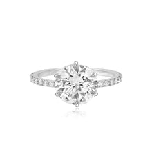 Load image into Gallery viewer, Six Prong Diamond Pave Engagement Ring