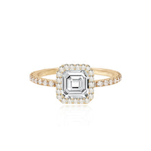 Load image into Gallery viewer, Large Bezel Border Pave Engagement Ring