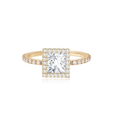 Load image into Gallery viewer, Large Bezel Border Pave Engagement Ring