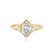 Load image into Gallery viewer, Bezel Diamond Trillion Side Stones Engagement Ring