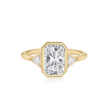 Load image into Gallery viewer, Bezel Diamond Trillion Side Stones Engagement Ring