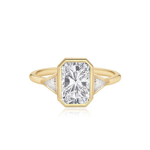 Bezel Diamond Trillion Side Stones Engagement Ring