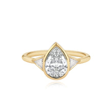 Load image into Gallery viewer, Bezel Diamond Trillion Side Stones Engagement Ring