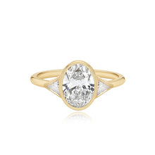 Load image into Gallery viewer, Bezel Diamond Trillion Side Stones Engagement Ring