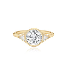 Load image into Gallery viewer, Bezel Diamond Trillion Side Stones Engagement Ring