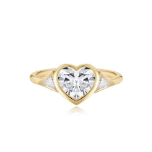 Load image into Gallery viewer, Bezel Diamond Trillion Side Stones Engagement Ring