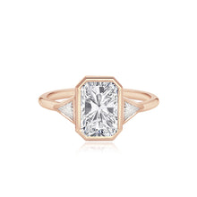 Load image into Gallery viewer, Bezel Diamond Trillion Side Stones Engagement Ring