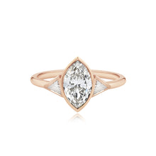 Load image into Gallery viewer, Bezel Diamond Trillion Side Stones Engagement Ring