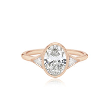 Load image into Gallery viewer, Bezel Diamond Trillion Side Stones Engagement Ring