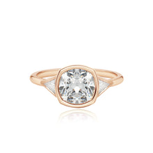 Load image into Gallery viewer, Bezel Diamond Trillion Side Stones Engagement Ring
