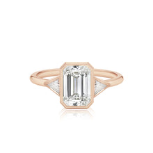 Load image into Gallery viewer, Bezel Diamond Trillion Side Stones Engagement Ring