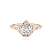 Load image into Gallery viewer, Bezel Diamond Trillion Side Stones Engagement Ring
