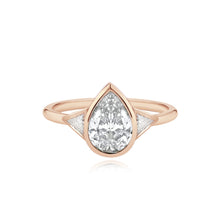 Load image into Gallery viewer, Bezel Diamond Trillion Side Stones Engagement Ring