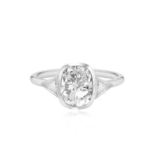 Load image into Gallery viewer, Bezel Diamond Trillion Side Stones Engagement Ring