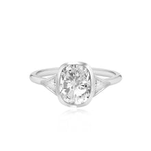 Load image into Gallery viewer, Bezel Diamond Trillion Side Stones Engagement Ring
