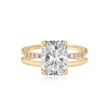 Load image into Gallery viewer, Diamond Double Pave and Gold Band Engagement Ring