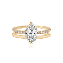 Load image into Gallery viewer, Diamond Double Pave and Gold Band Engagement Ring
