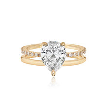 Load image into Gallery viewer, Diamond Double Pave and Gold Band Engagement Ring