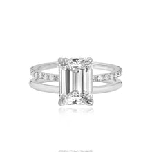 Load image into Gallery viewer, Diamond Double Pave and Gold Band Engagement Ring