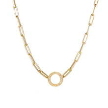 Load image into Gallery viewer, Small Circle Diamond Clasp Paperclip Necklace