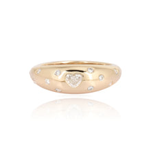 Load image into Gallery viewer, Scattered Diamonds and Solitaire Diamond Dome Ring