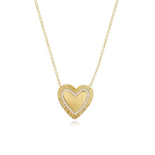 Load image into Gallery viewer, Large Fluted Outline and Pavé Heart Necklace featuring with fluted edges and pavé diamonds for luxury jewelry lovers