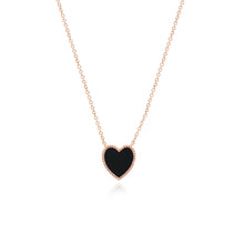 Load image into Gallery viewer, Medium Pave Outline Stone Heart Necklace
