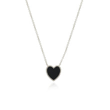 Load image into Gallery viewer, Medium Pave Outline Stone Heart Necklace