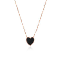 Load image into Gallery viewer, Medium Pave Outline Black Onyx Heart Necklace
