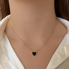 Load image into Gallery viewer, Medium Pave Outline Stone Heart Necklace