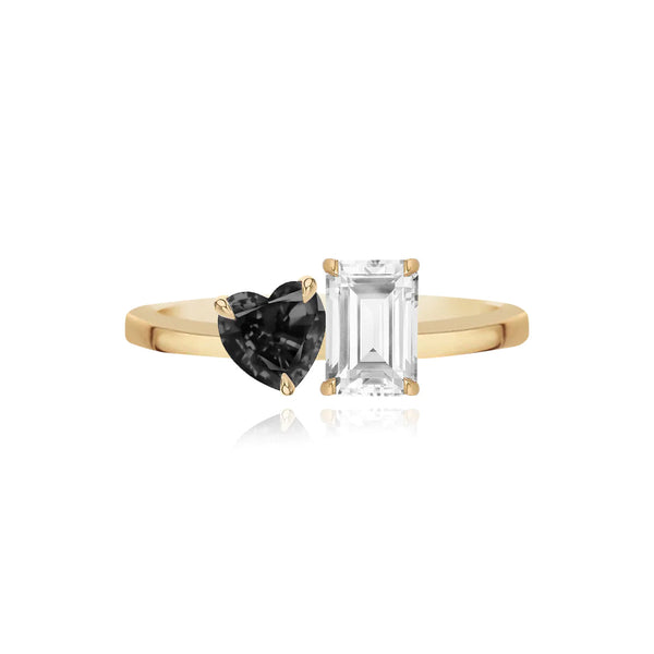 Small Two-Gemstones Gold Ring