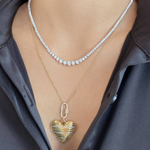 Load image into Gallery viewer, Ribbed Pave Heart Clasp Necklace