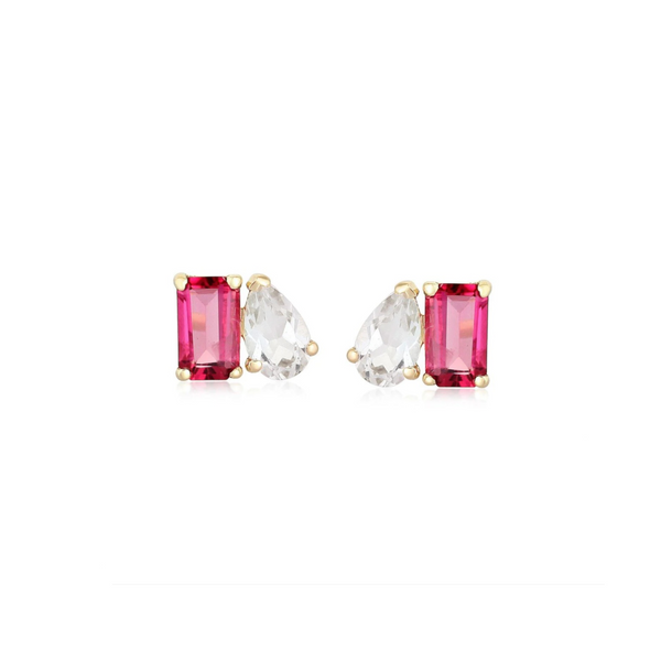 Petite Two-Gemstones Earrings