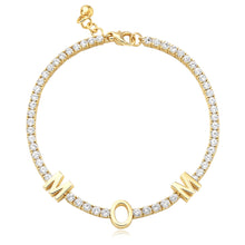 Load image into Gallery viewer, Diamond tennis Mom bracelet in 14k gold, timeless luxury jewelry for elegant wear.