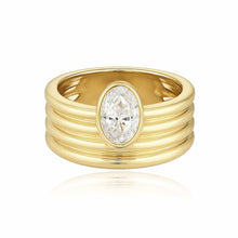 Load image into Gallery viewer, Ribbed Gold Solitaire Lab Diamond Ring