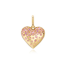 Load image into Gallery viewer, Large Dripping Scattered Gemstone Heart Charm with scattered gemstones, ideal for luxury custom jewelry styles