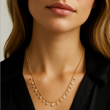 Load image into Gallery viewer, Dangling Baguette and Pear Drop Ball Necklace