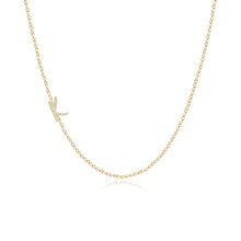 Load image into Gallery viewer, Side Pavé Initial Necklace, 14k gold personalized jewelry with luxury diamonds, fine jewelry online.