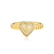 Load image into Gallery viewer, Small Fluted Pave Outline Heart Ring